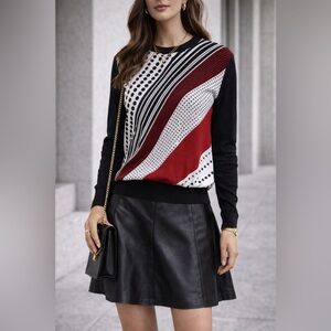 Louis Vuitton Red and Black Geometric Sweater M